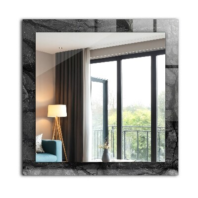 Miroir rectangulaire imprimé Fissures de roches noires
