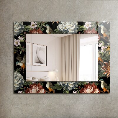 Miroir rectangulaire avec décoration Fleurs et oiseaux