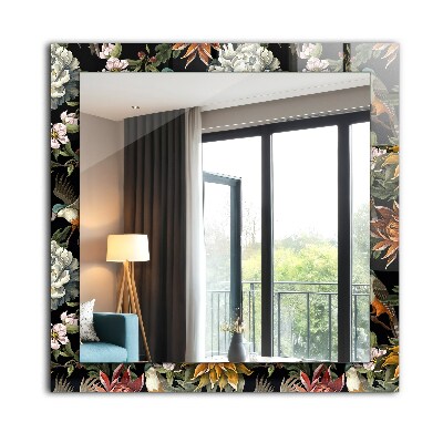 Miroir rectangulaire avec décoration Fleurs et oiseaux