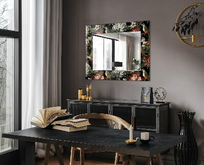Miroir rectangulaire avec décoration Fleurs et oiseaux