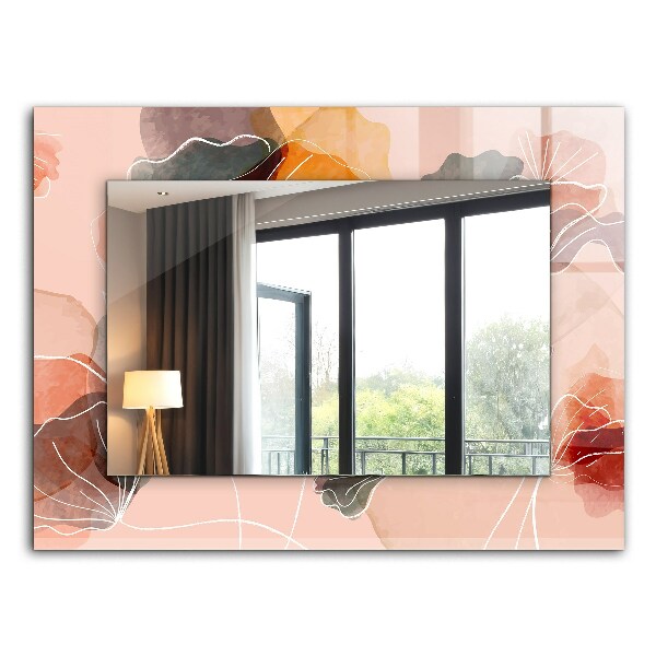 Miroir rectangulaire avec décoration Motifs floraux abstraits