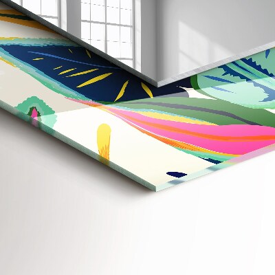 Miroir rectangulaire imprimé Motif de feuilles colorées