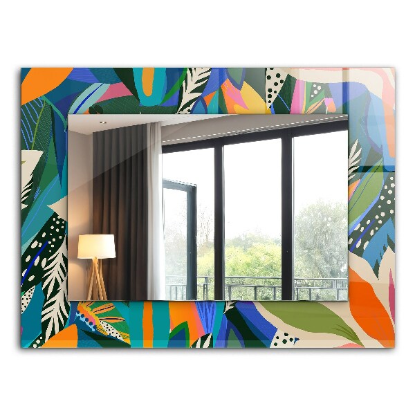Miroir rectangulaire avec décoration Fleurs abstraites colorées