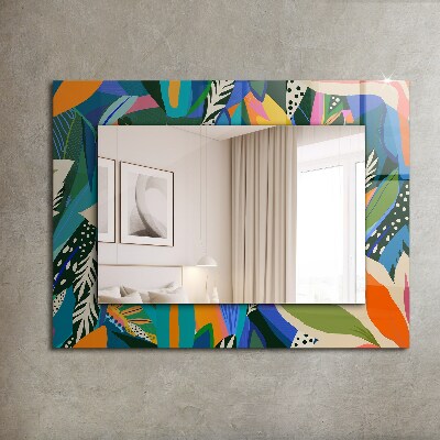 Miroir rectangulaire avec décoration Fleurs abstraites colorées