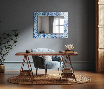 Miroir rectangulaire imprimé Carreaux décoratifs bleus