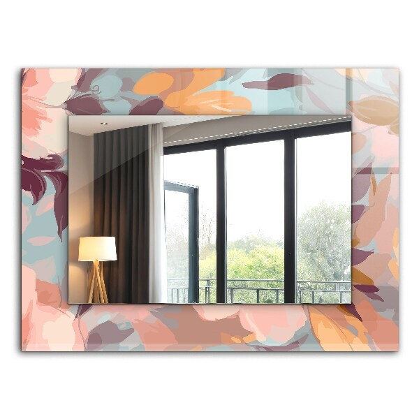 Miroir rectangulaire avec décoration Fleurs et feuilles pastel