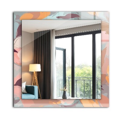 Miroir rectangulaire avec décoration Fleurs et feuilles pastel