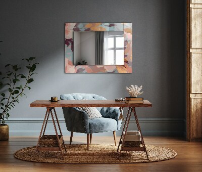 Miroir rectangulaire avec décoration Fleurs et feuilles pastel