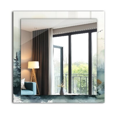 Miroir rectangulaire imprimé Forêt dans le brouillard