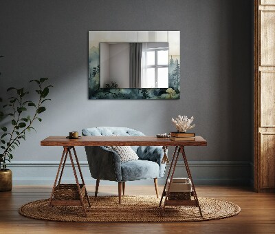 Miroir rectangulaire imprimé Forêt dans le brouillard