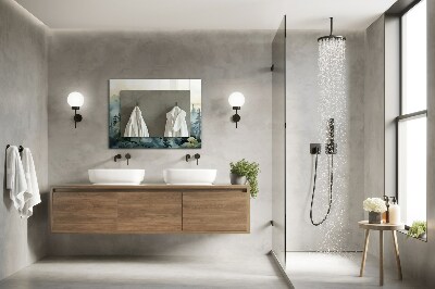 Miroir rectangulaire imprimé Forêt dans le brouillard