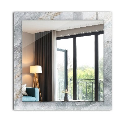 Miroir rectangulaire avec décoration Marbre aux veines grises