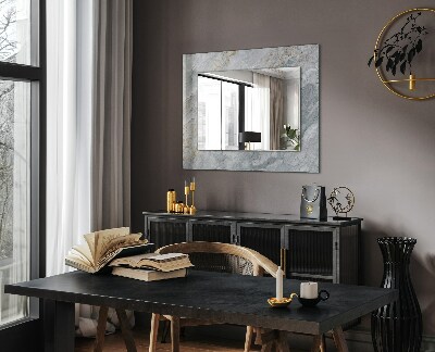 Miroir rectangulaire avec décoration Marbre aux veines grises