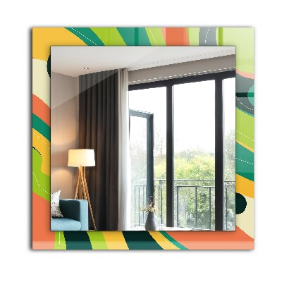Miroir rectangulaire avec décoration Motifs abstraits colorés