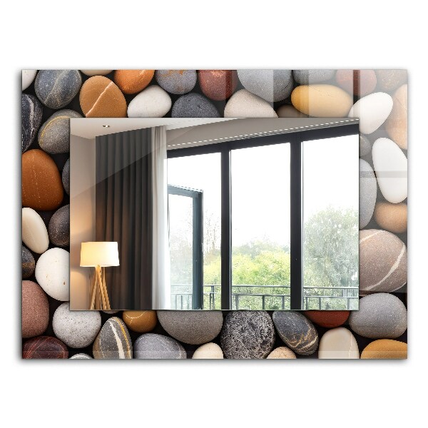 Miroir rectangulaire avec décoration Pierres lisses et colorées