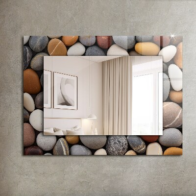 Miroir rectangulaire avec décoration Pierres lisses et colorées