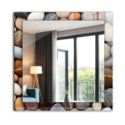 Miroir rectangulaire avec décoration Pierres lisses et colorées