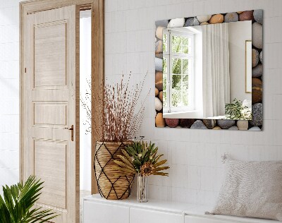 Miroir rectangulaire avec décoration Pierres lisses et colorées