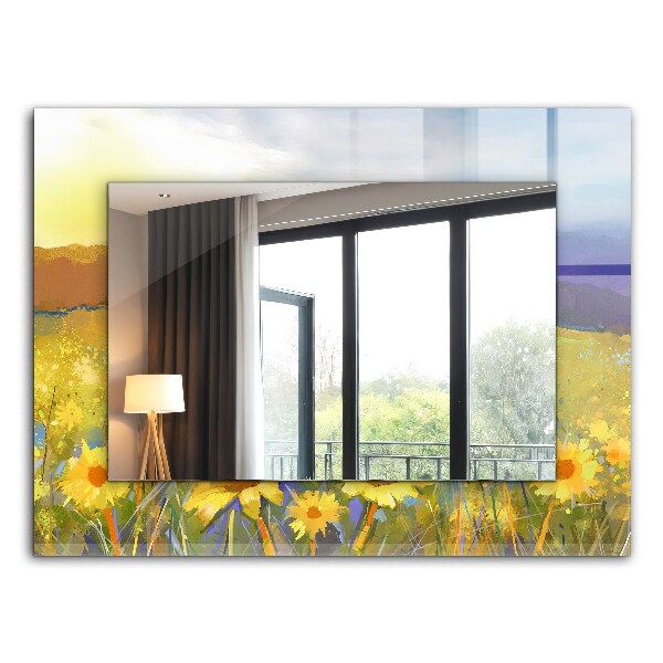 Miroir rectangulaire imprimé Champ de tournesols