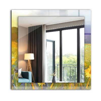 Miroir rectangulaire imprimé Champ de tournesols