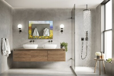 Miroir rectangulaire imprimé Champ de tournesols