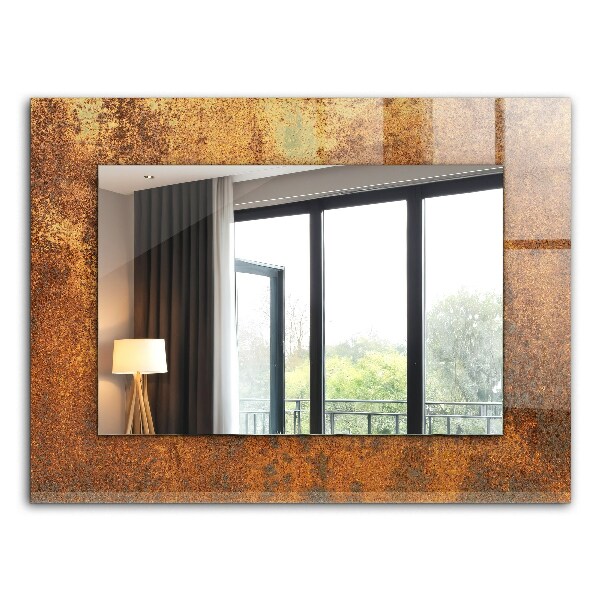 Miroir rectangulaire avec décoration Tôle rouillée à la mode