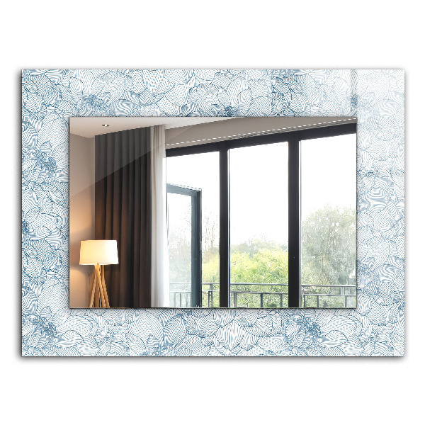 Miroir rectangulaire imprimé Motif de fleurs bleu