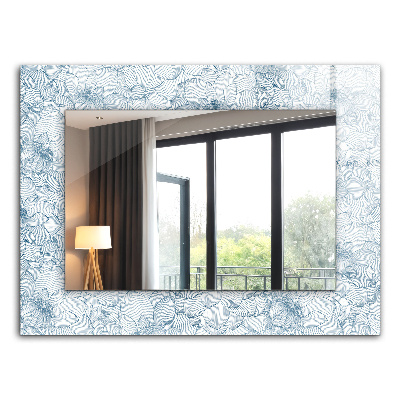 Miroir rectangulaire imprimé Motif de fleurs bleu