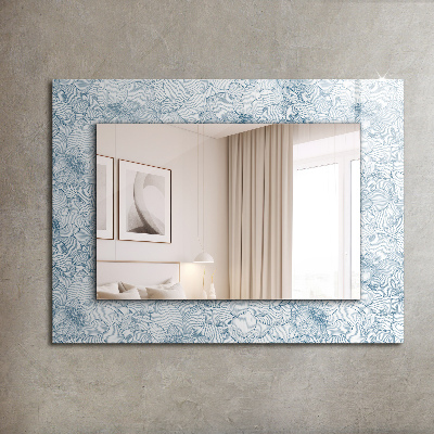 Miroir rectangulaire imprimé Motif de fleurs bleu
