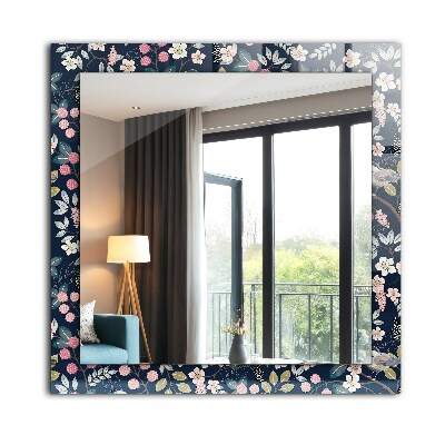 Miroir rectangulaire avec décoration Fleurs, feuilles, oiseaux