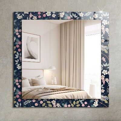 Miroir rectangulaire avec décoration Fleurs, feuilles, oiseaux