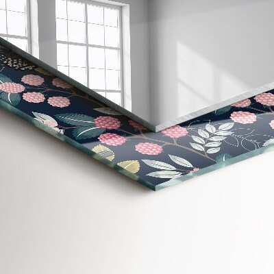 Miroir rectangulaire avec décoration Fleurs, feuilles, oiseaux