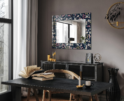 Miroir rectangulaire avec décoration Fleurs, feuilles, oiseaux