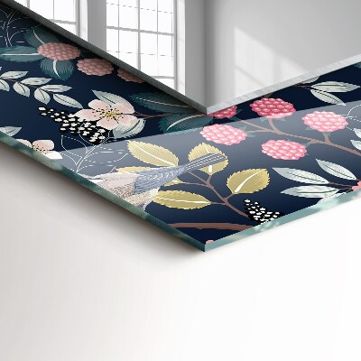 Miroir rectangulaire avec décoration Fleurs, feuilles, oiseaux