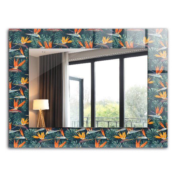 Miroir rectangulaire avec décoration Fleurs et feuilles
