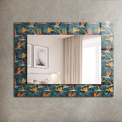 Miroir rectangulaire avec décoration Fleurs et feuilles