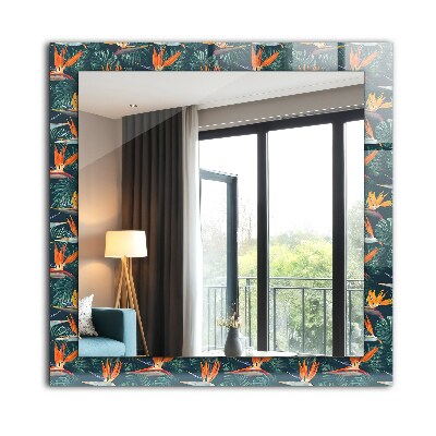Miroir rectangulaire avec décoration Fleurs et feuilles