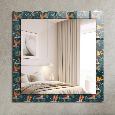 Miroir rectangulaire avec décoration Fleurs et feuilles