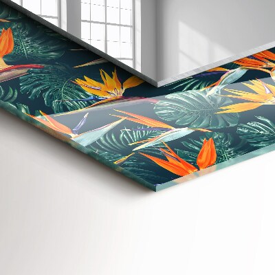 Miroir rectangulaire avec décoration Fleurs et feuilles