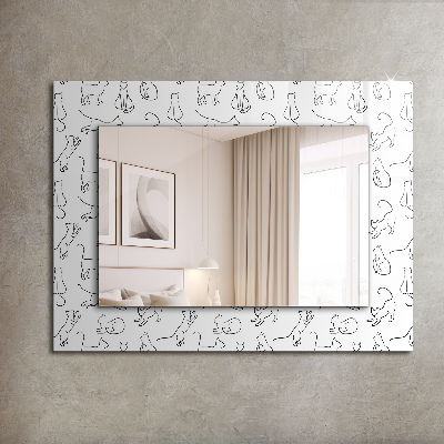 Miroir rectangulaire avec décoration Contours de chat