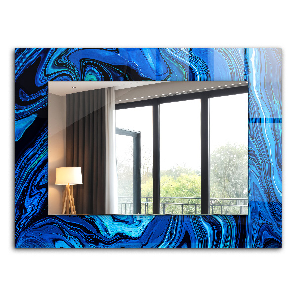 Miroir rectangulaire avec décoration Motif bleu abstrait