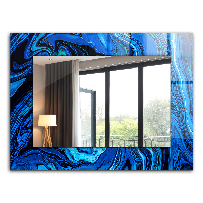 Miroir rectangulaire avec décoration Motif bleu abstrait