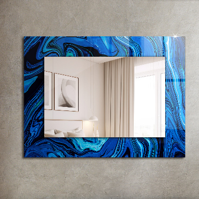 Miroir rectangulaire avec décoration Motif bleu abstrait