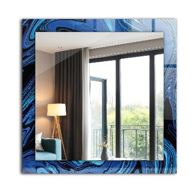 Miroir rectangulaire avec décoration Motif bleu abstrait
