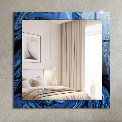 Miroir rectangulaire avec décoration Motif bleu abstrait