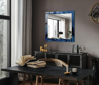 Miroir rectangulaire avec décoration Motif bleu abstrait