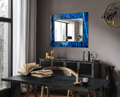 Miroir rectangulaire avec décoration Motif bleu abstrait