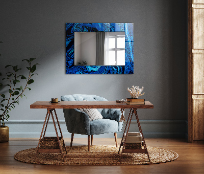 Miroir rectangulaire avec décoration Motif bleu abstrait