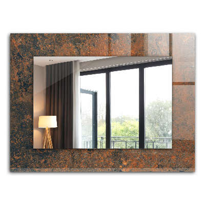 Miroir rectangulaire avec décoration Métal rouillé