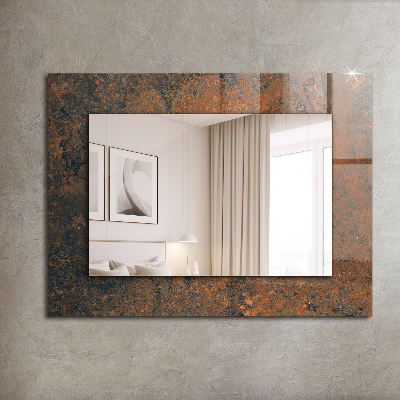 Miroir rectangulaire avec décoration Métal rouillé